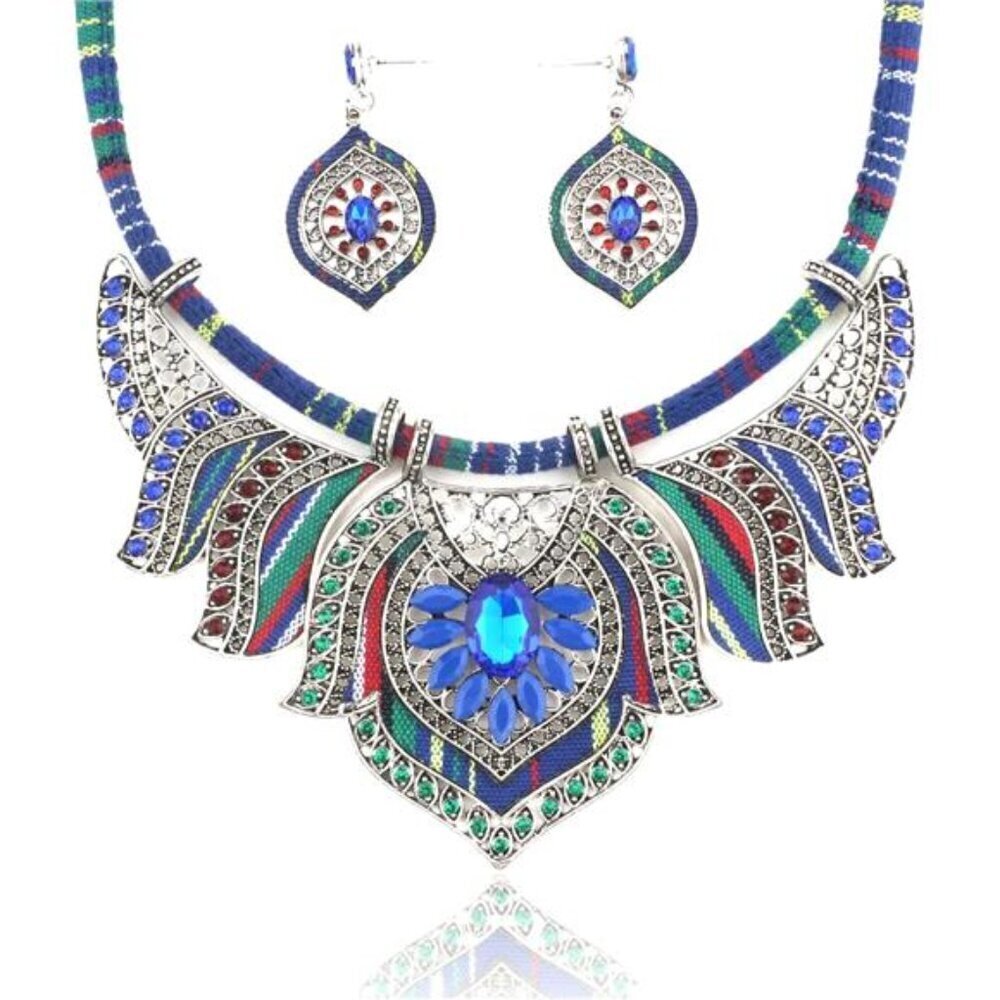 Gold Boemian Jewelry Sets for Women, Boho Tribal Retro Statement Choker Necklace